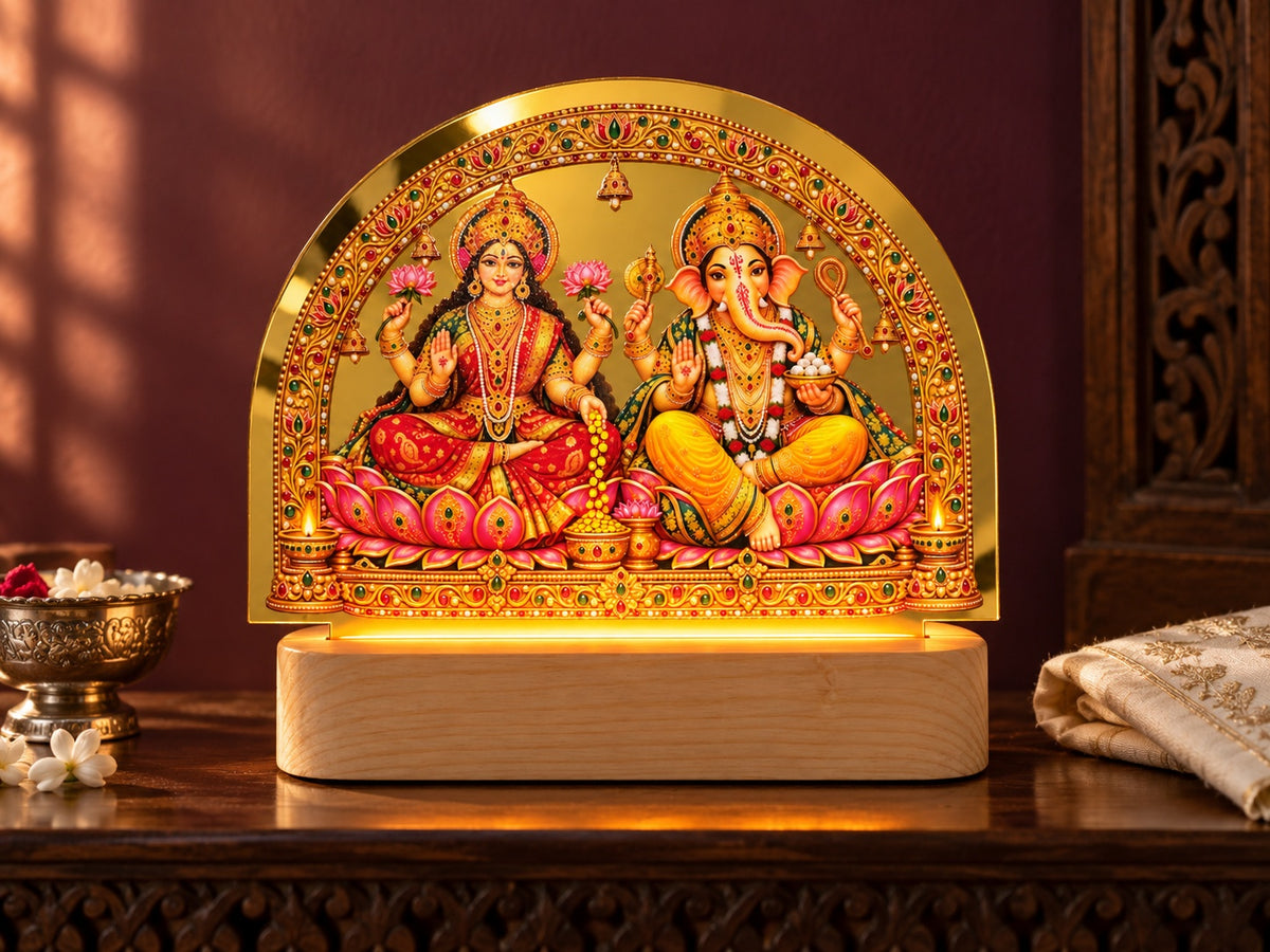 Auspicious Lakshmi Ganesh LED Tabletop Decor