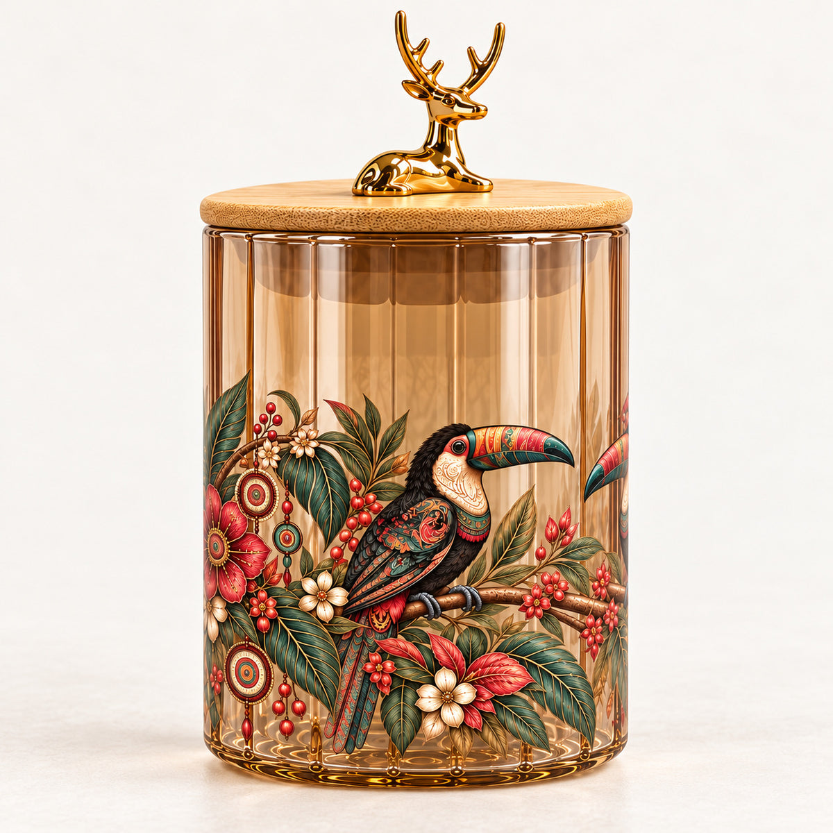 Toucan | Golden Glass Jar